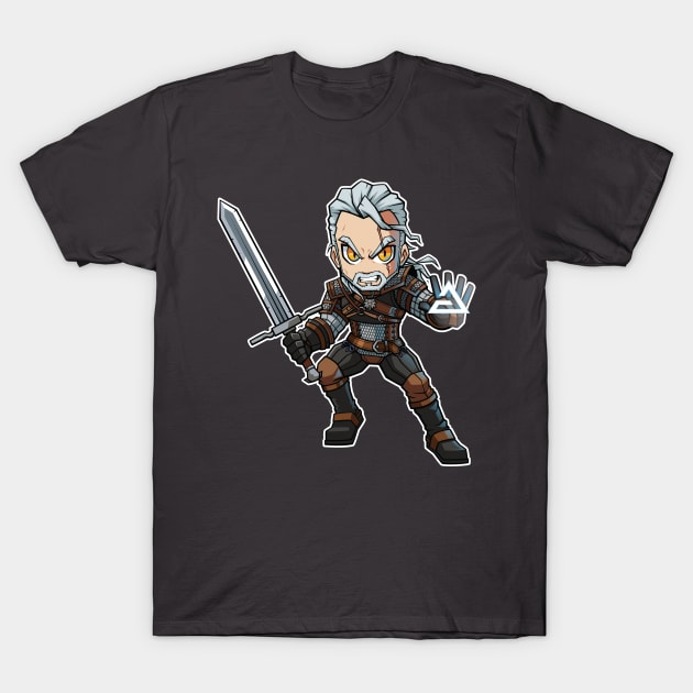 Geralt of Rivia Cast Chibi T-Shirt by Xar623